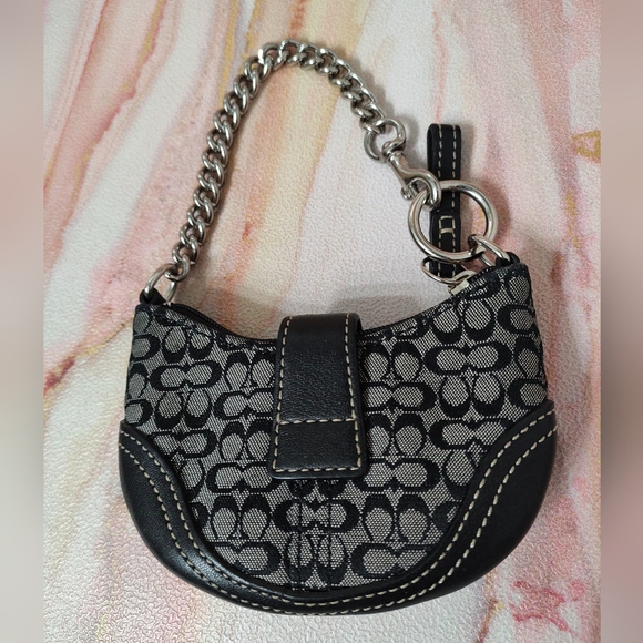 Authentic Coach Signature Mini Soho Pouch Charm Keychain Y2K - Picture 3 of 14